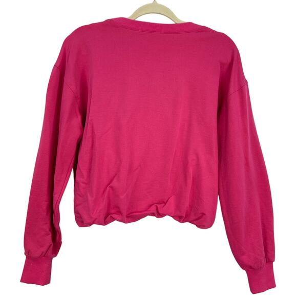 Anthropologie Maeve Twist-Front Oversized Sweatshirt Berry Pink – Size XS - Picture 5 of 8